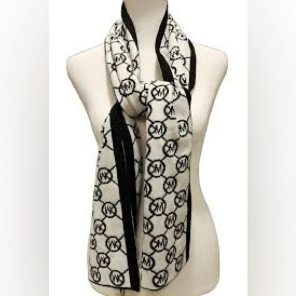 Michael Kors Black and White Monogram Scarf